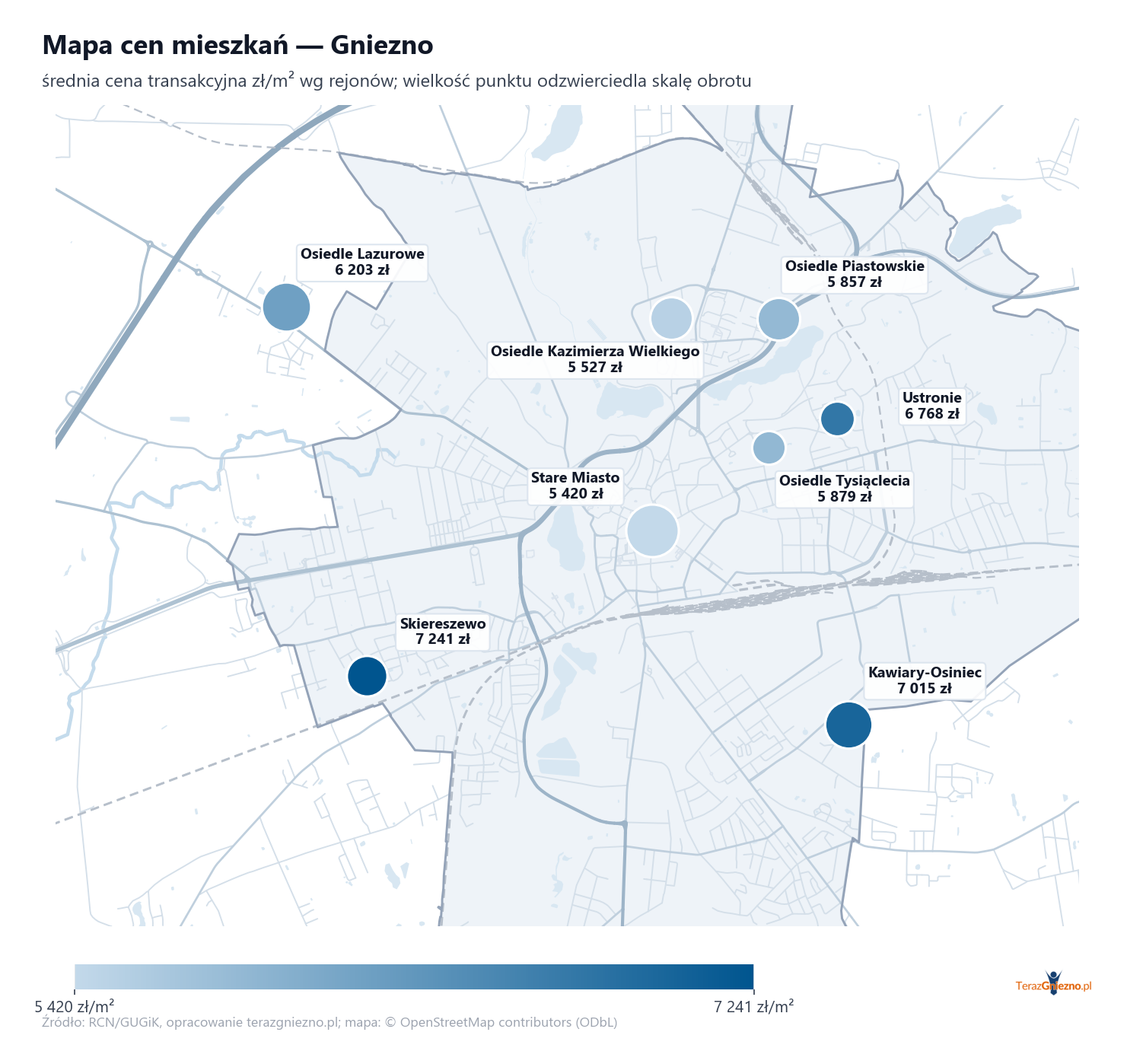Mapa cen mieszkań - Gniezno