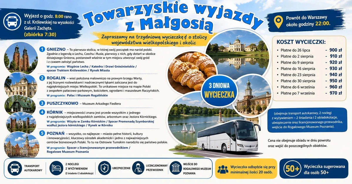 Grafika promocyjna wydarzenia #9 Towarzyskie Wyjazdy z Małgosią – Wielkopolska i okolice