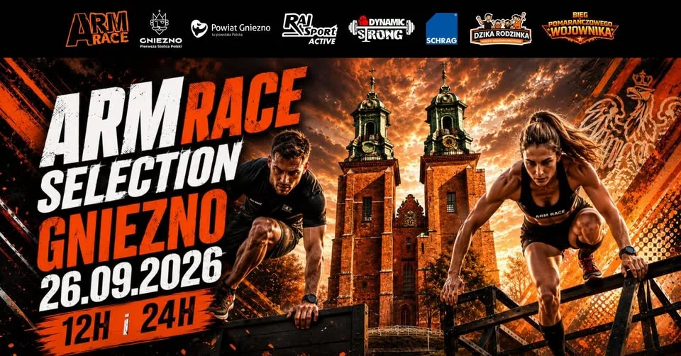 Grafika promocyjna wydarzenia Arm Race Selection Gniezno – bieg 24h