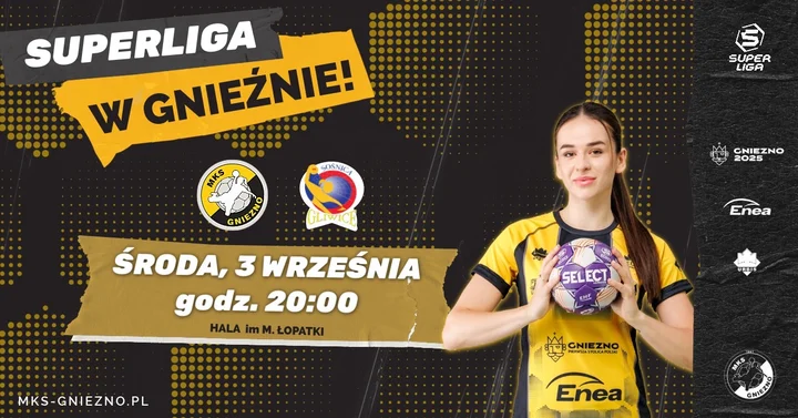 Obrazek przedstawia grafikę promocyjną wydarzenia Mecz Enea MKS Gniezno kontra Sośnica Gliwice