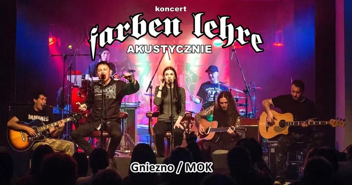 Obrazek przedstawia grafikę promocyjną wydarzenia Koncert akustyczny Farben Lehre w Gnieźnie