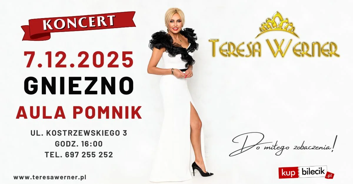 Grafika promocyjna wydarzenia Koncert Teresy Werner w Gnieźnie w grudniu 2025