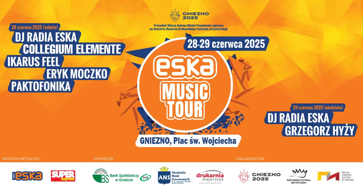 Grafika promocyjna wydarzenia Muzyczne wydarzenie w Gnieźnie: koncerty Eska Music Tour