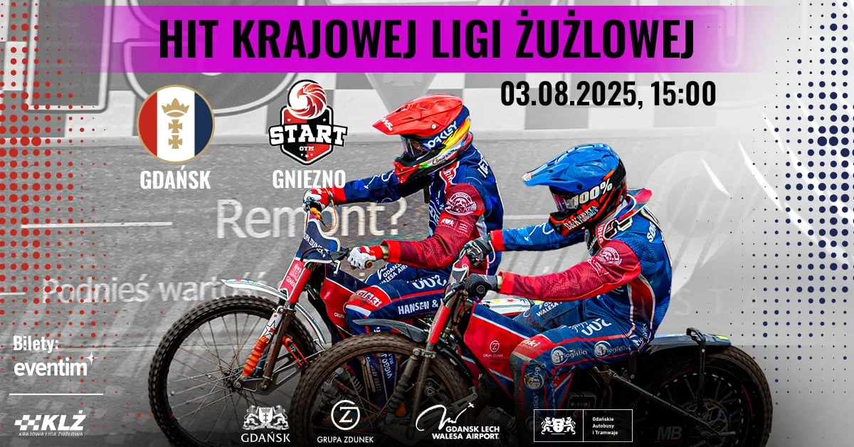 Grafika promocyjna wydarzenia Spotkanie Żużlowe Wybrzeże Gdańsk kontra Ultrapur Start Gniezno