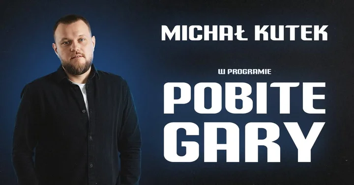Grafika promocyjna wydarzenia Stand-up Gniezno: Michał Kutek — „Pobite gary” (12 marca 2026)