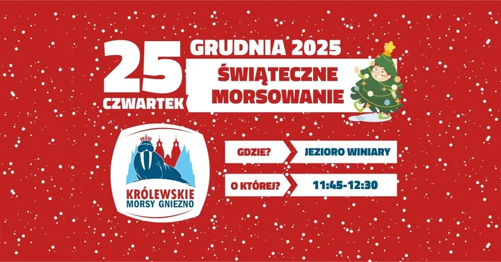 Grafika promocyjna wydarzenia Świąteczne morsowanie z Królewskimi Morsami Gniezno — 25 grudnia