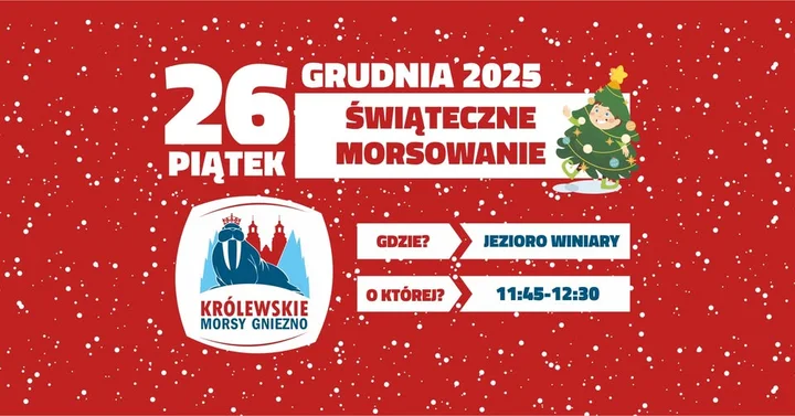 Grafika promocyjna wydarzenia Świąteczne morsowanie z Królewskimi Morsami Gniezno