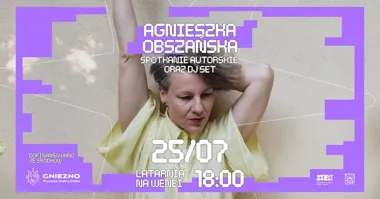 Grafika promocyjna wydarzenia Agnieszka Obszańska w Latarni: rozmowa i muzyka
