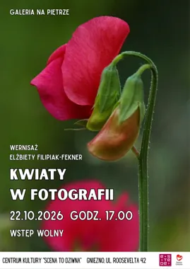 Grafika promocyjna wydarzenia „Kwiaty w fotografii” – wernisaż Elżbiety Filipiak-Fekner