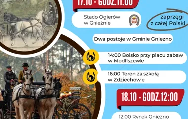 Grafika promocyjna wydarzenia Piknik Zaprzęgowy w powiecie gnieźnieńskim