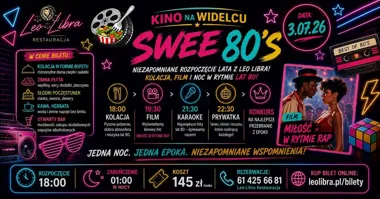 Grafika promocyjna wydarzenia Sweet 80’ w Leo Librze: rozpoczęcie lata w klimacie lat 80.