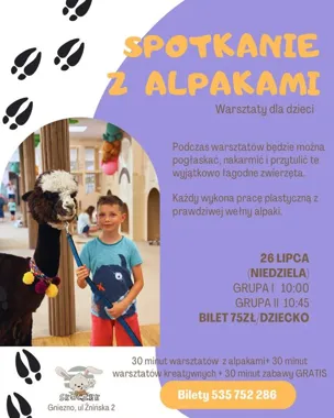 Grafika promocyjna wydarzenia Warsztaty z alpakami w Skoczku