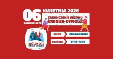 Grafika promocyjna wydarzenia Zakończenie sezonu morsowego w Gnieźnie: śmigus-dyngus z Królewskimi Morsami Gniezno