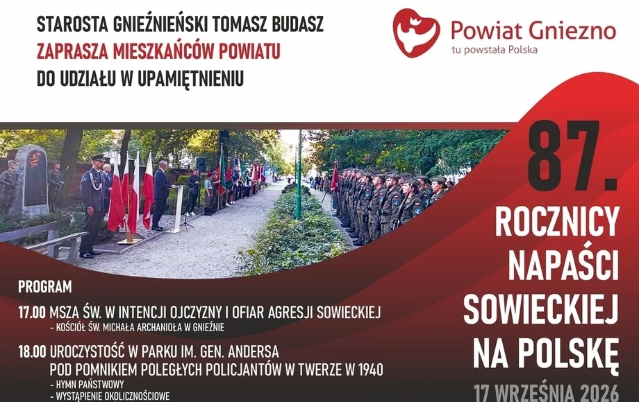 Grafika promocyjna wydarzenia Uroczystości rocznicowe z okazji 87. rocznicy napaści sowieckiej na Polskę