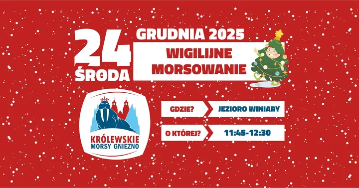 Grafika promocyjna wydarzenia Wigilijne morsowanie z Królewskimi Morsami Gniezno