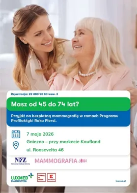 Mammobus stanie w Gnieźnie, a bezpłatne badania obejmą też rocznik 1981