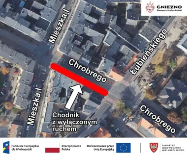 Szpilkostrada rusza w centrum Gniezna. Chodnik przy Chrobrego idzie do przebudowy